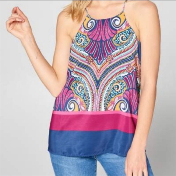 NWT Renee C Jayani Racerback Halter Top Multicolor Stitch Fix Size S Colorful - Picture 1 of 12